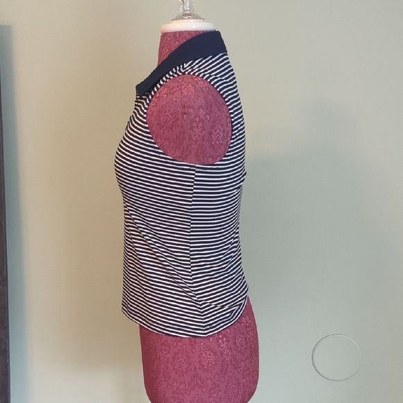 Sincerely Jules Navy and White Striped Sleeveless Polo Top, US XS - Picture 2 of 8
